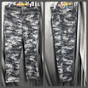 George Men's Cargo Pants Size 38 Gray Camo Cotton Blend Utility Relaxed Fit Hunt